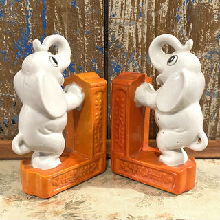 Vintage Ceramic Elephant Bookends Set of 2 Made in Japan