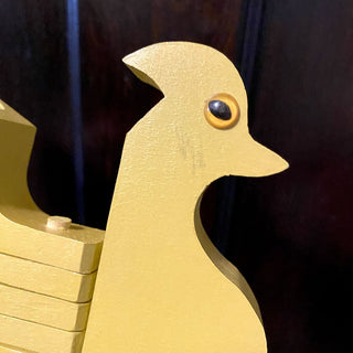 Vintage Yellow Wood Bird Candelabra 7x9x3