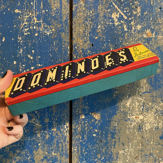 Vintage Dominoes by Halsam Complete in Original Box 8.5x2x1