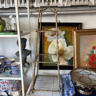 Vintage 3 tier metal & glass etagere 12.5x12.5x38 FIRM!