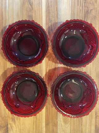 Avon Cape Cod Ruby Red Dessert Bowls, 4