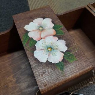 Hand painted double sided ornate box joint wooden storage and keepsake box (T&M)