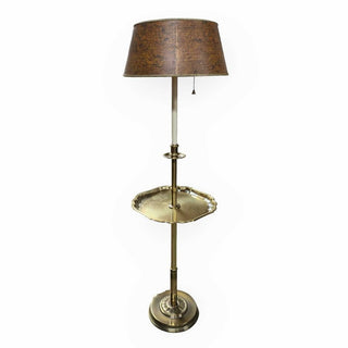 Brass Floor Lamp with Brown Shade (Sold As-Is, no finial)