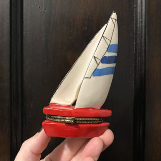 Vintage Sailboat Trinket Box 4.75x2.5x1.75