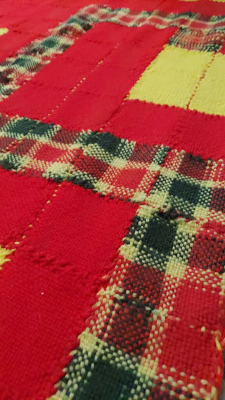 31x56 green, red, yellow. Crochet Patchwork (Granny Patchwork) Throw
