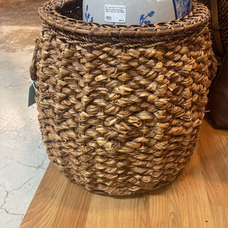 Vintage woven rattan plant basket with 2 rings FIRM