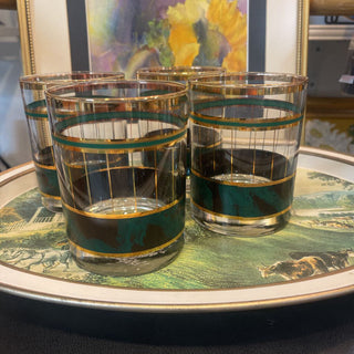 Culver Malachite & 22kt gold Double Old Fashioned set of 4 FIRM