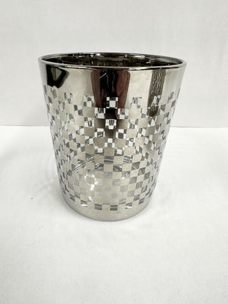 Silver checkerboard dbl old fashioned glass