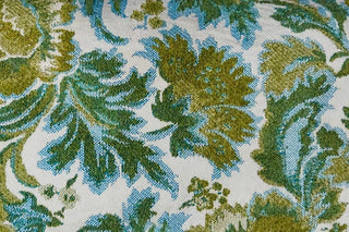 Midcentury Blue & Green Textured Tropical Floral Lumbar Pillow, 20x12