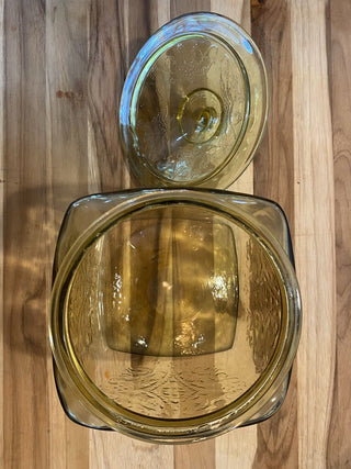 Federal Glass Yellow Jar w/Lid