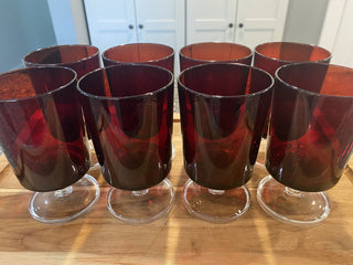 8pc Luminarc Cavalier Ruby Red Wine Goblets