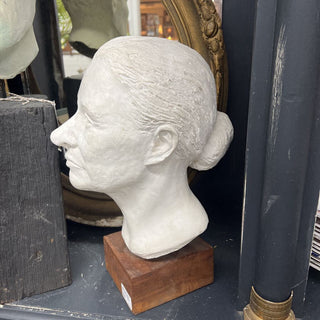 Artist Female Head Bust Plaster Sculpture 15.5" h x 7"w x 10"d