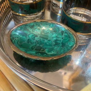 Vintage Malachite & brass trinket dish FiRM