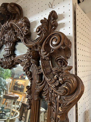 Large Rococo Italian Carved Wood Mirror 52.5" H x 36.25 w