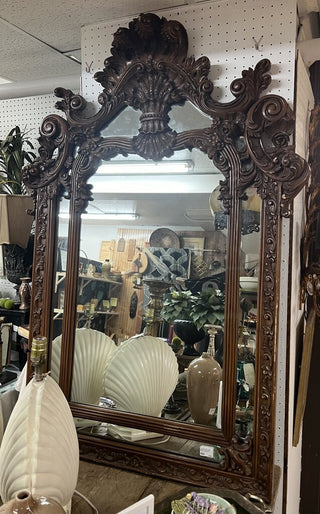 Large Rococo Italian Carved Wood Mirror 52.5" H x 36.25 w