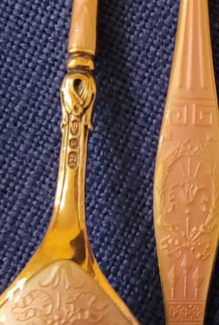 David Anderson pink guilloche enamel & sterling spoon