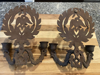 Pair of Cast Iron Candle Wall Sconces