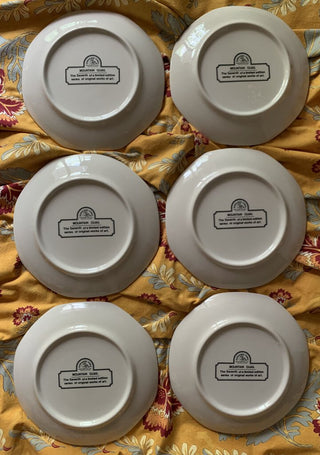 C- VINTAGE QUAIL OCTAGONAL PLATES -SET OF 6 | 8.5"H X 8.5"D X 1"H