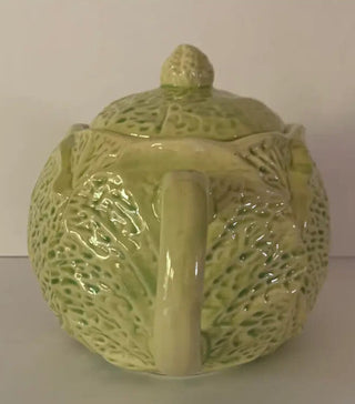 VINTAGE CABBAGE LEAF TEA POT | 6.5"H X 10"W X 6.5" D