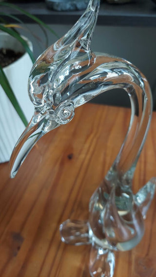 Mid Century Heron Bird Sculpture by Murano Italy