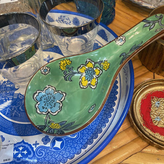 Green enameled spoon holder