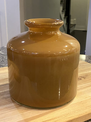 6.5" Speckled Brown Blown Glass Vase