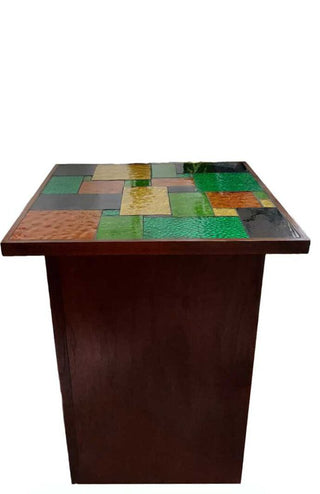 MCM Georges Briard Glass Mosaic End Side Walnut Table with pedestal base FIRM