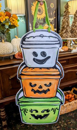 Happy Halloween Buckets Door Hanger