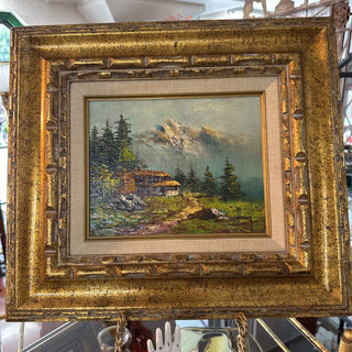 Gorgeous scenic oil painting in ornate frame 16x19