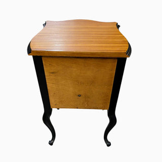 Wood Nightstand with Glass Top and Black Trim