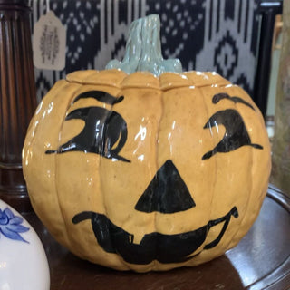 Vintage Ceramic Jack-o'-lantern w/ Lid | 7.5" | CA