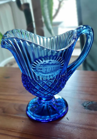 1976 Mt. Vernon - Avon Fostoria Blue Glass Pitcher FIRM