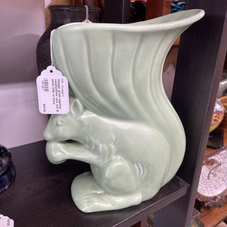 Haeger green squirrel vase/planter rare AS IS small chip at base