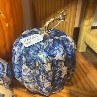 Large Blue & white decoupage pumpkin each