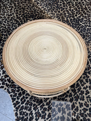 Extra Large Rattan & Cane Round Serving Tray 22" dia