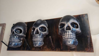 Artist Original Human Skull Wall Mount Hanging Rack, glow in the dark UV blacklight reactive(FIRM)