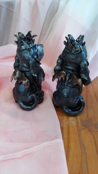 (2) Artist Original - Demon Hounds Tapper Candle holder sculpture art, (SET) FIRM