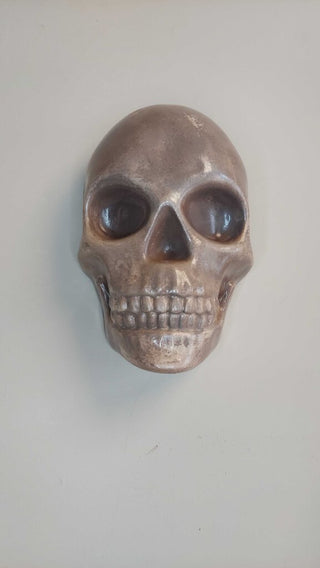 Artist Original - large human half skull wall mount life size plaster Sculpted, glow in the dark UV blacklight reactive(FIRM)