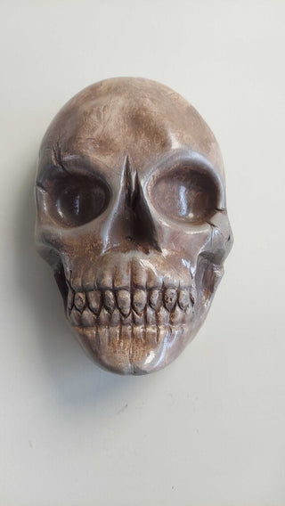 Artist Original - large wall mount vampire half skull life size sculpted plaster, blacklight reactive FIRM