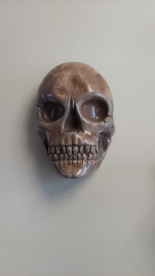 Artist Original - large wall mount vampire half skull life size sculpted plaster, blacklight reactive FIRM