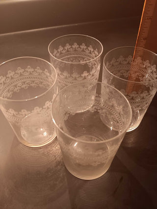 Antique Needle Etched Crystal Glasses (5)