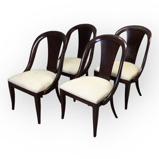 Bernhardt Dining Chairs (set of 4), Wood Chair with Cream colored Upholstered Seat