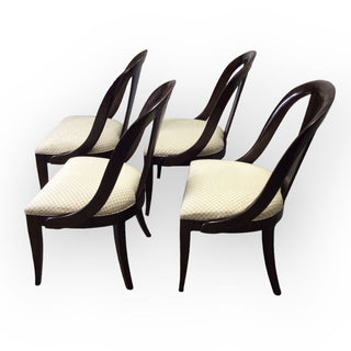 Bernhardt Dining Chairs (set of 4), Wood Chair with Cream colored Upholstered Seat