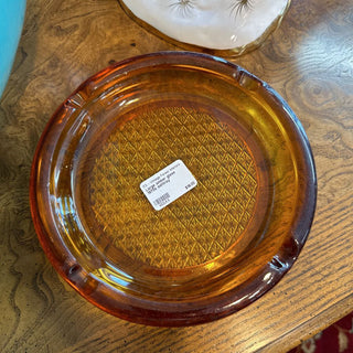 Large amber glass 1970s ashtray