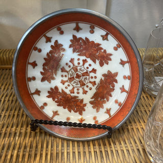 Orange & Gold wrapped porcelain & pewter small dish