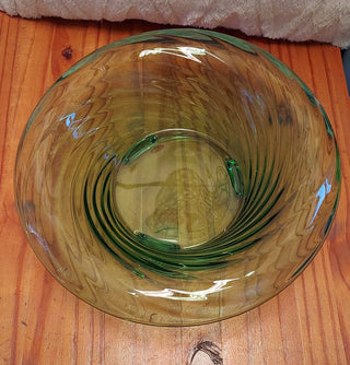 1930s Schweig, Muller & Co Centerpiece Float Bowl, Green Vaseline uranium glass (T&M) firm