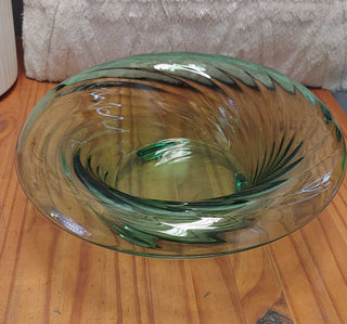 1930s Schweig, Muller & Co Centerpiece Float Bowl, Green Vaseline uranium glass (T&M) firm