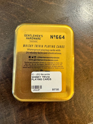 Whiskey Trivia Waterproof Playing Cards in Metal Travel Tin