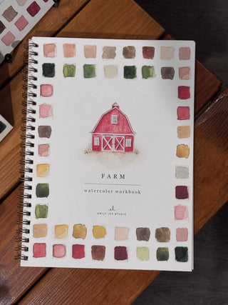 Farm Watercolor Workbook – 12 Beginner Farm Illustrations by Emily Lex