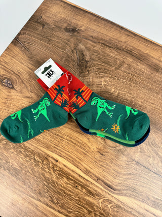 3 Pack Dinosaur Days Junior Crew Sock | Glow in the Dark | Sock it to Me